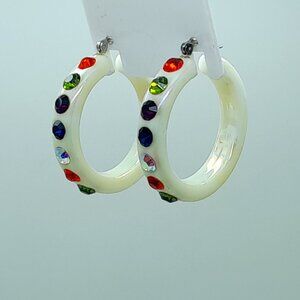 white opal 1.5 hoop  Lucite Acrylic wide Hoop winter multi color Fashion earring